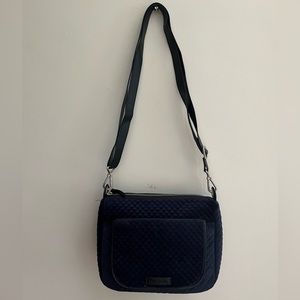 Vera Bradley suede navy blue crossbody bag